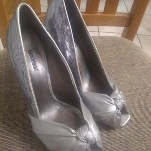 Born once silver pumps with sequins and sand